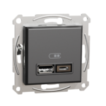 پریز USB دو فیشه A+C اشنایدر الکتریک سری Asfora - مشکی
